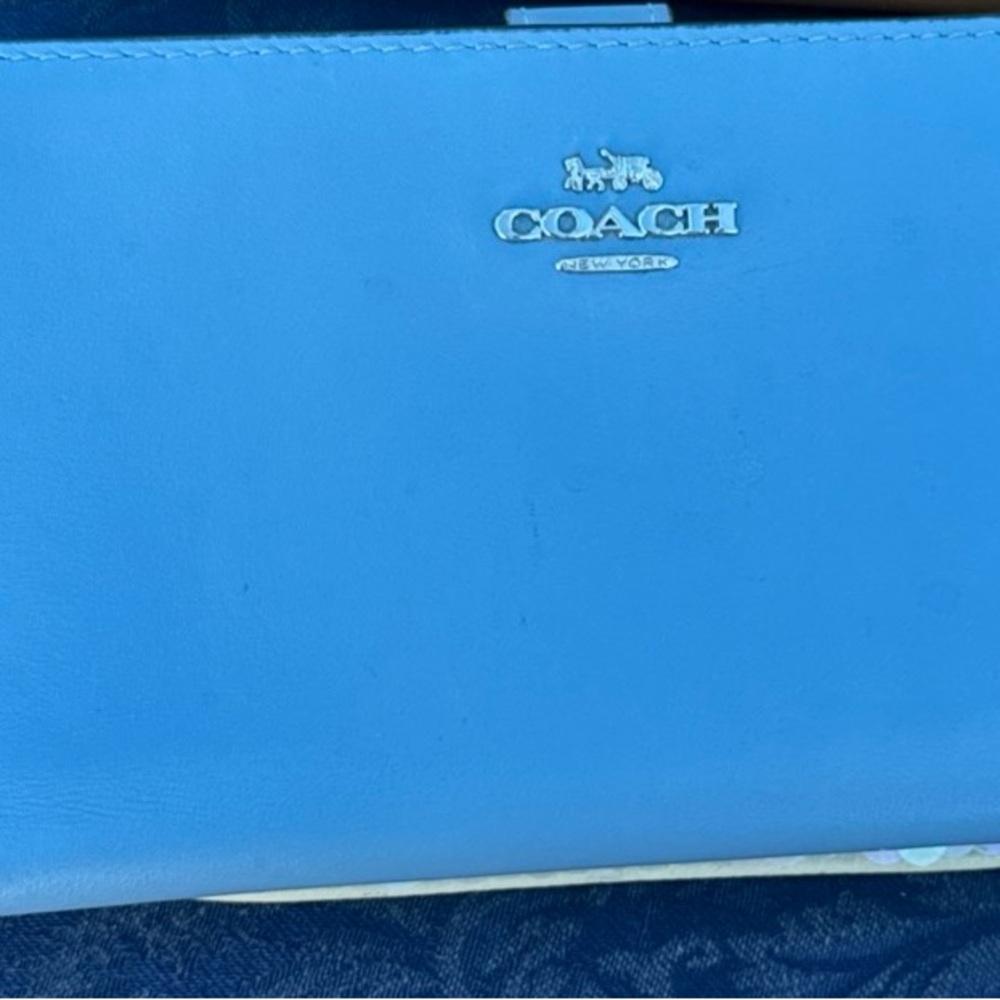 Coach Sky Blue Leather Clutch